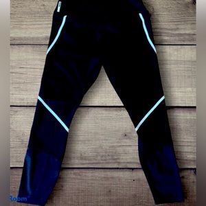 RBX Performance Leggings Black with White Striped Design, Size: Medium (CL04)